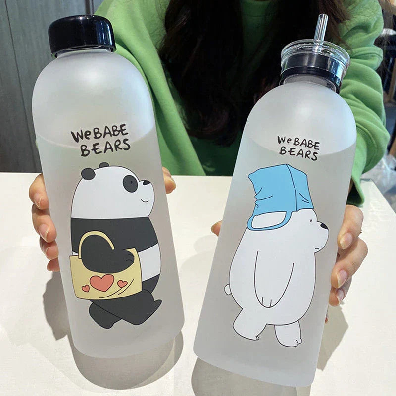 1000ml Cute Cartoon Drinkware Frosted Bear Bottles