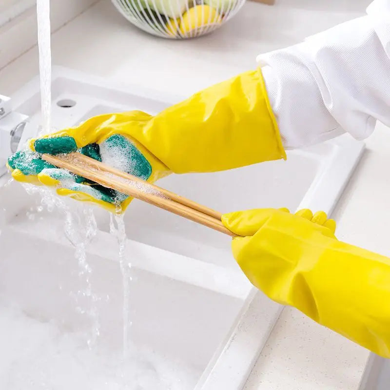 Dishwashing Gloves with Sponge - Durable