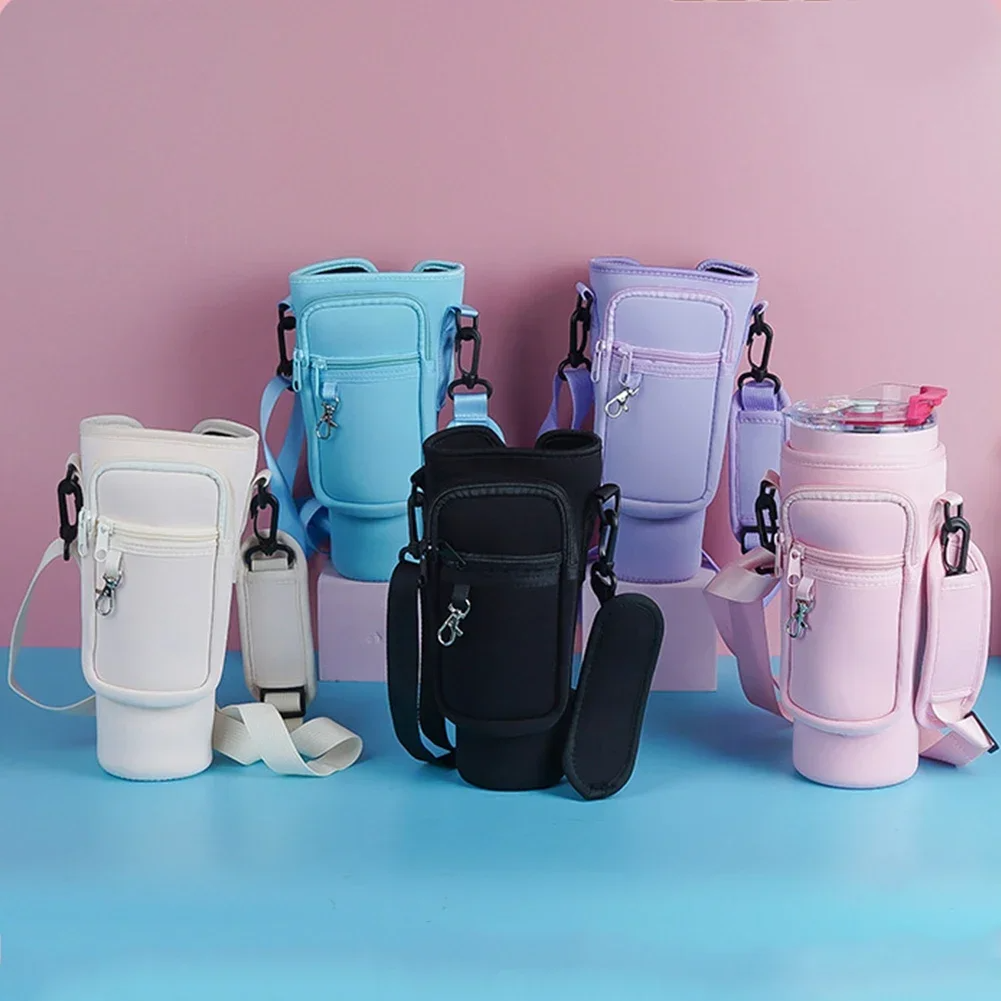 40oz Water Bottle Carrier Bag – Fits Stanley Quencher with Strap (Random Color)