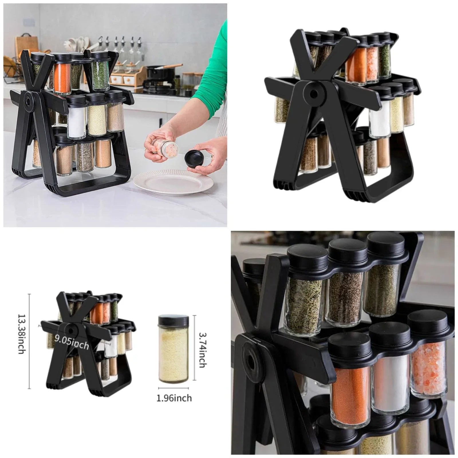 360° Rotating Spice Rack with 18 Spice Jars — Ferris Wheel Style Kitchen Seasoning Organizer
