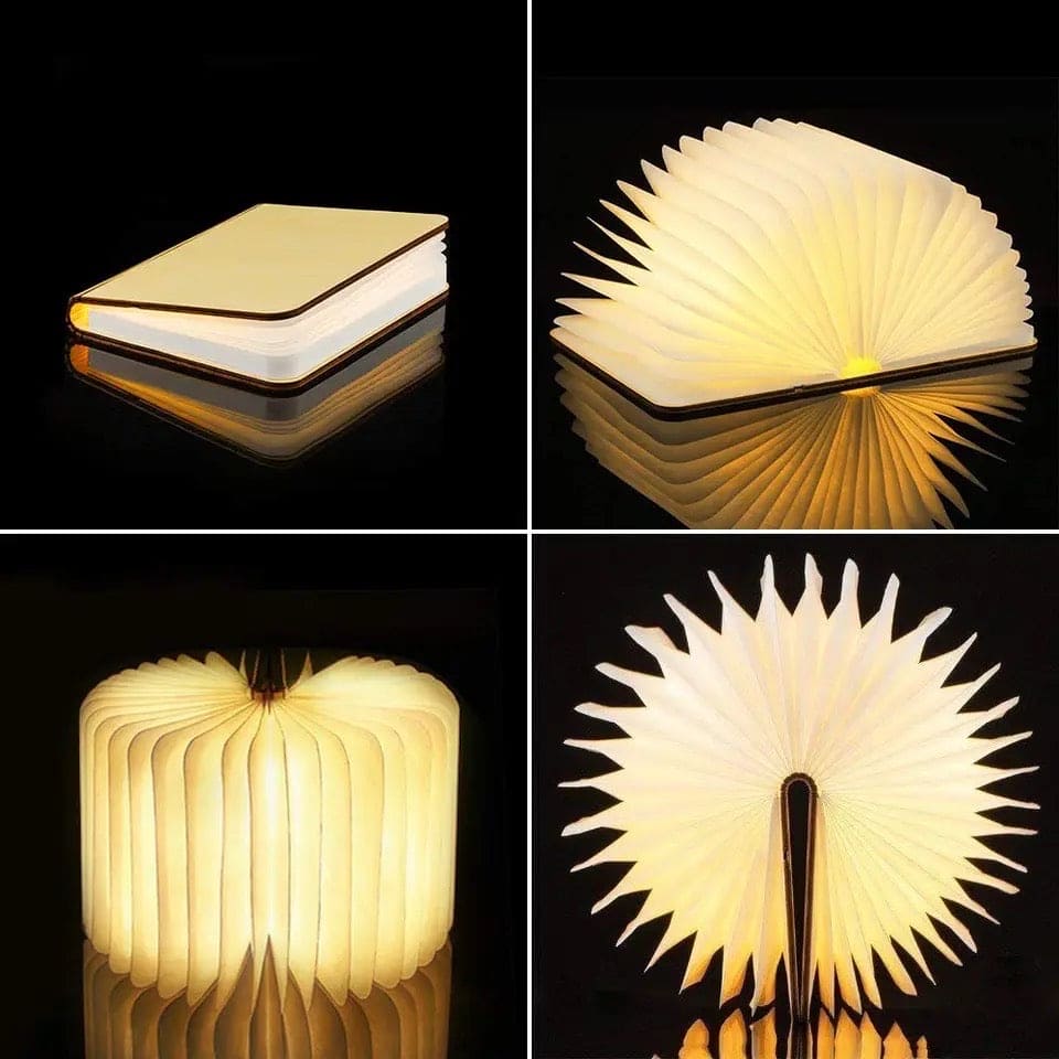 LED Wooden Book Lamp with Warm Light