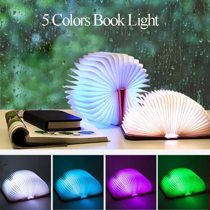 LED Wooden Book Lamp with Warm Light