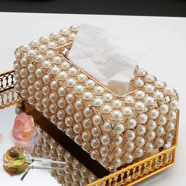 Pearl Tissue Box Elegant Decorative Holder for Home or Office