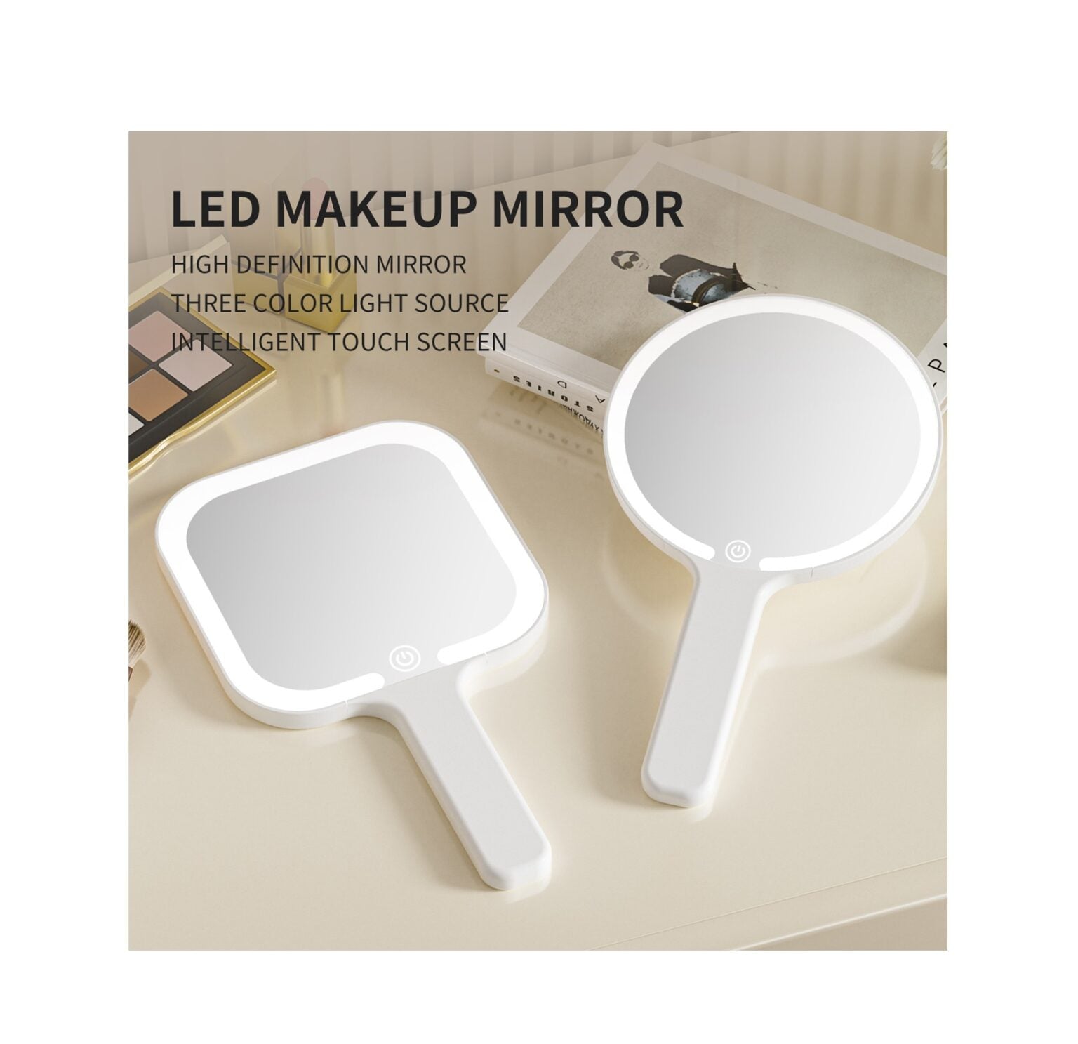 Rechargeable Smart Table LED Mirror Touch Screen