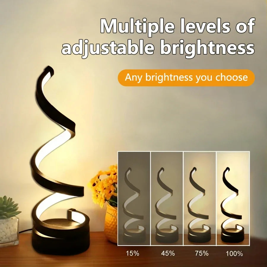 Spiral LED Table Lamp with Tricolor Light
