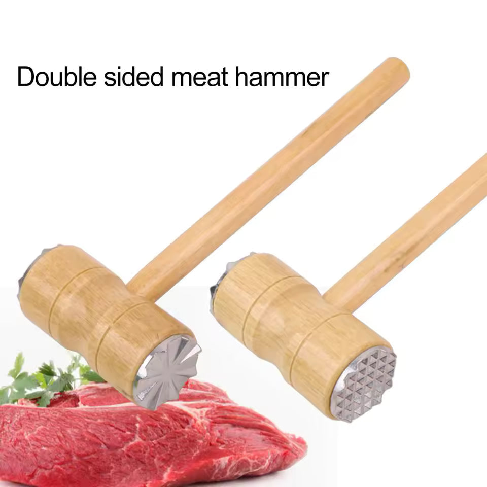 2 in 1 Wooden Meat Tenderizer Hammer for Kitchen