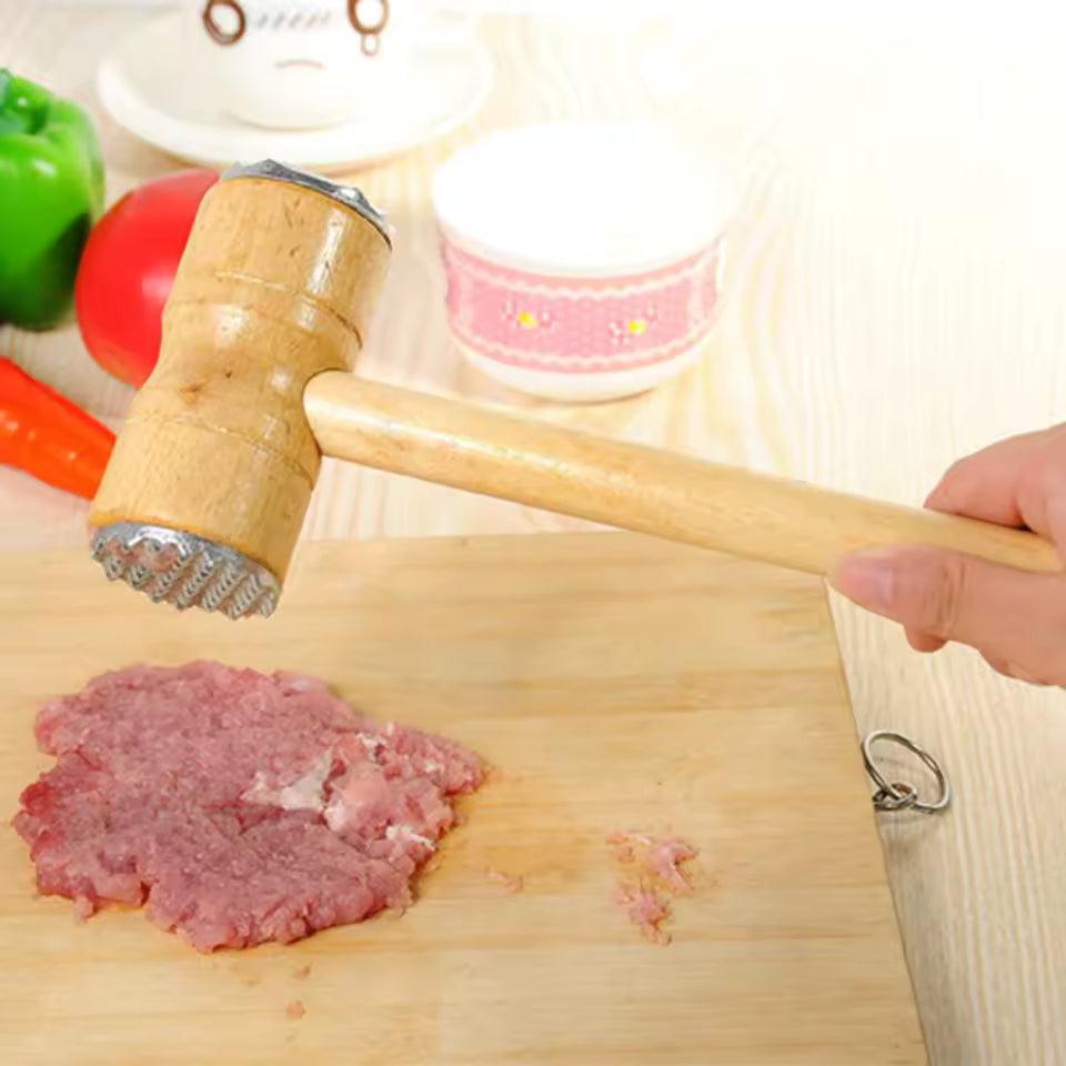 2 in 1 Wooden Meat Tenderizer Hammer for Kitchen