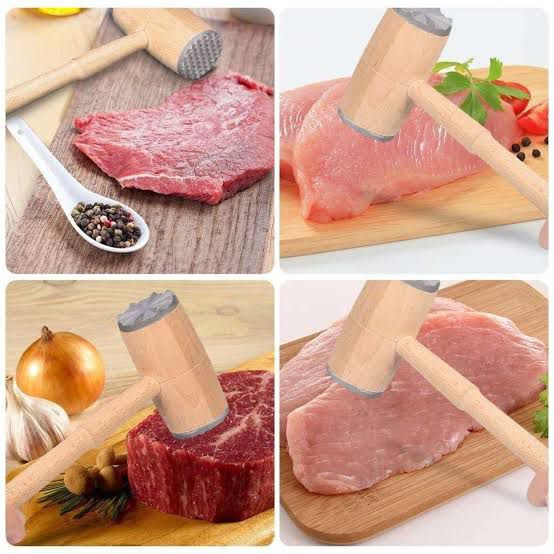 2 in 1 Wooden Meat Tenderizer Hammer for Kitchen